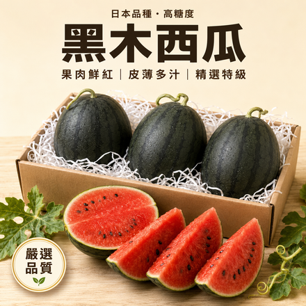 【籽少肉厚】日本品種黑美人西瓜